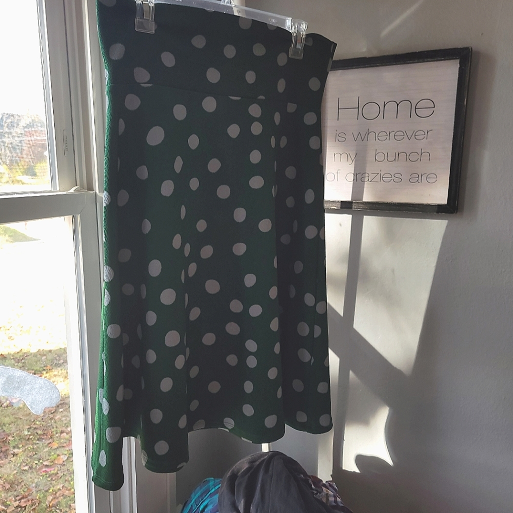 Green polka dot lularoe skirt size large
